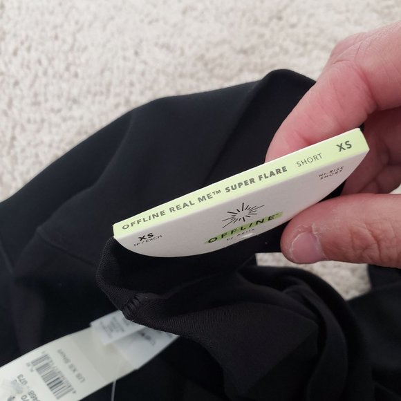 OFFLINE By Aerie Real Me High Waisted Crossover Rib Super Flare Legging black XS - Picture 9 of 11